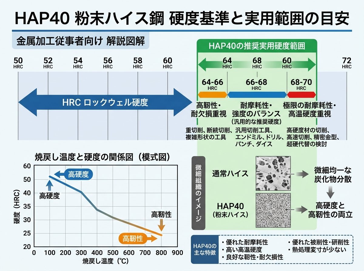 hap40 硬度 基準と実用範囲の目安