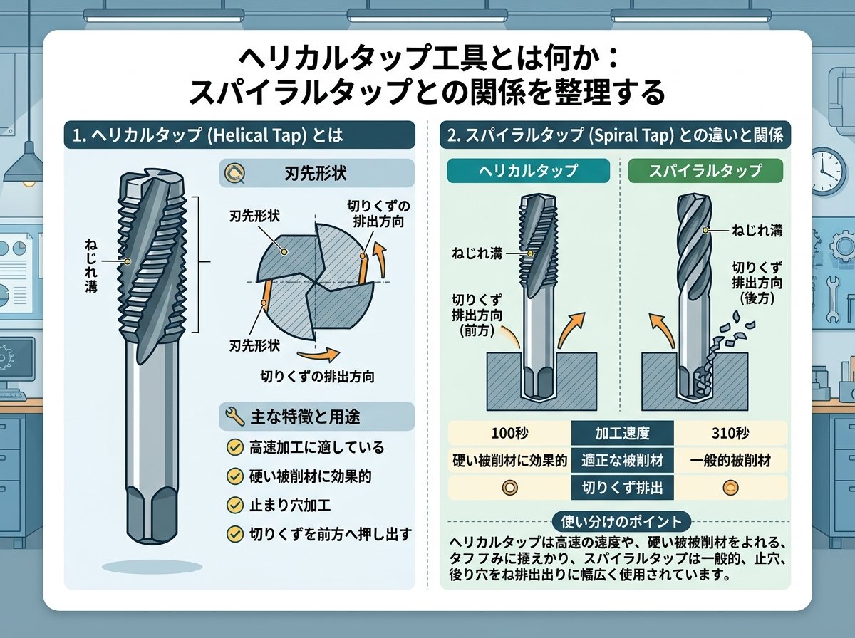 ヘリカルタップ工具とは何か：スパイラルタップとの関係を整理する