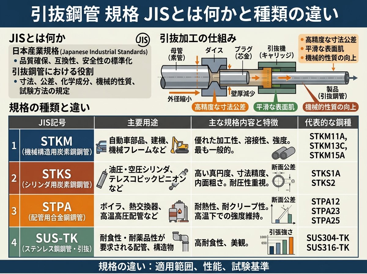 引抜鋼管 規格 JISとは何かと種類の違い