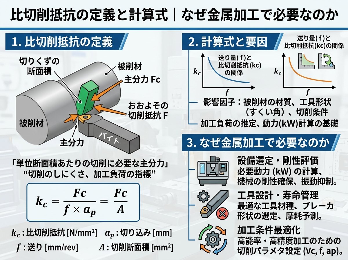 比切削抵抗の定義と計算式|なぜ金属加工で必要なのか