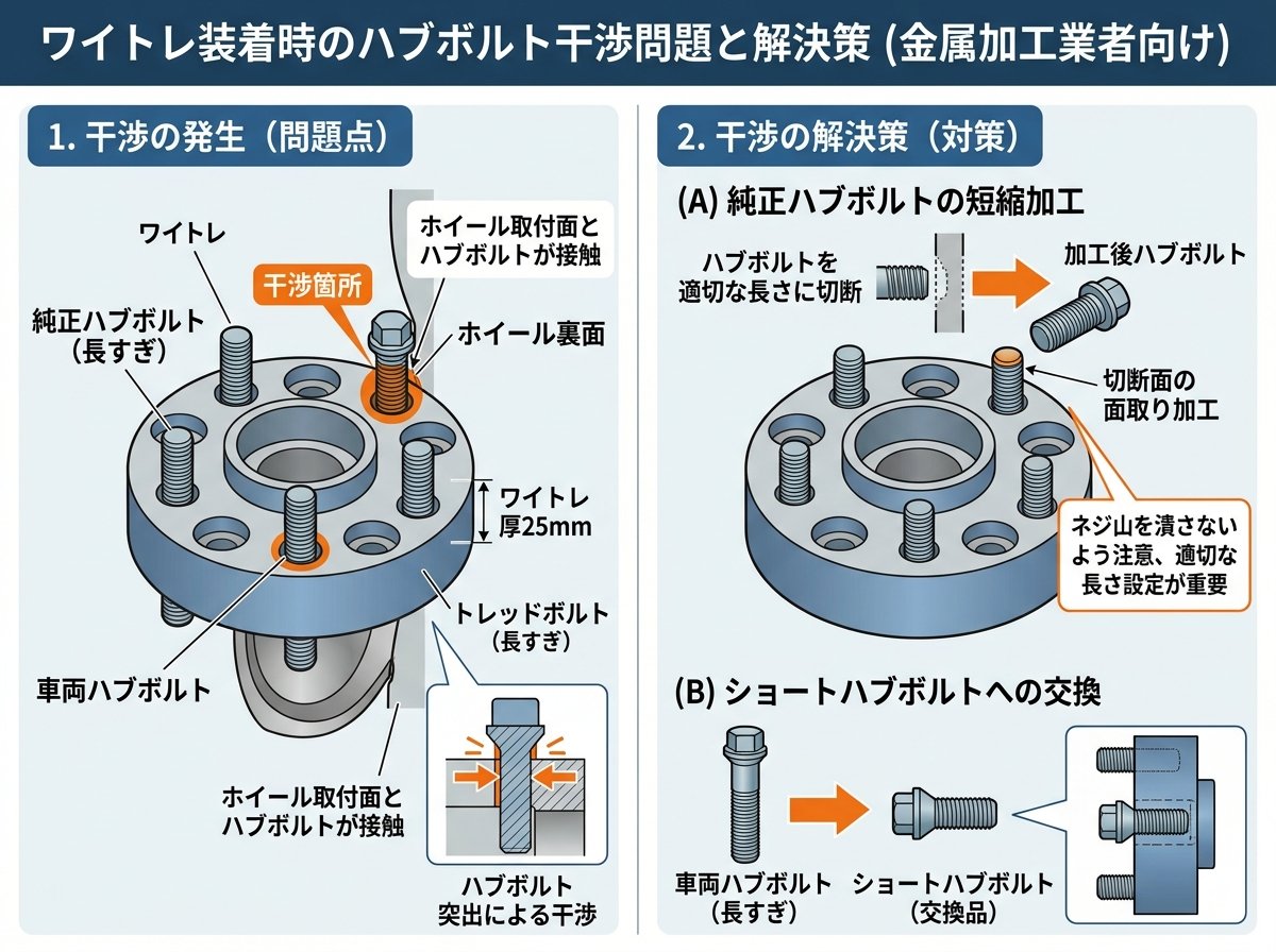 ワイトレ装着時のハブボルト干渉問題と解決策