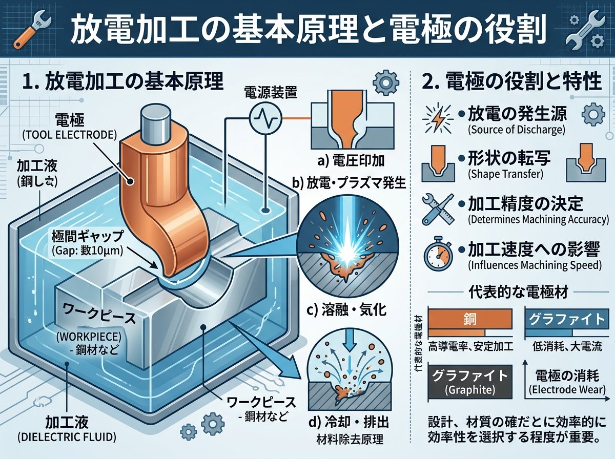 放電加工の基本原理と電極の役割