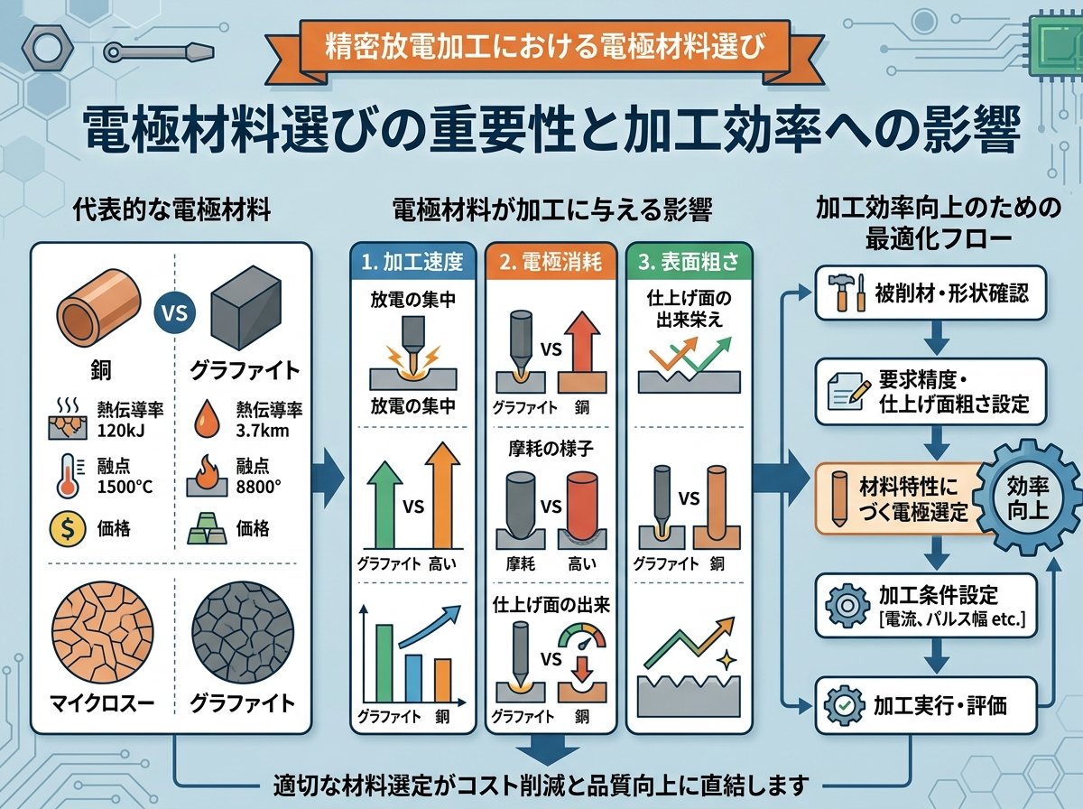電極材料選びの重要性と加工効率への影響