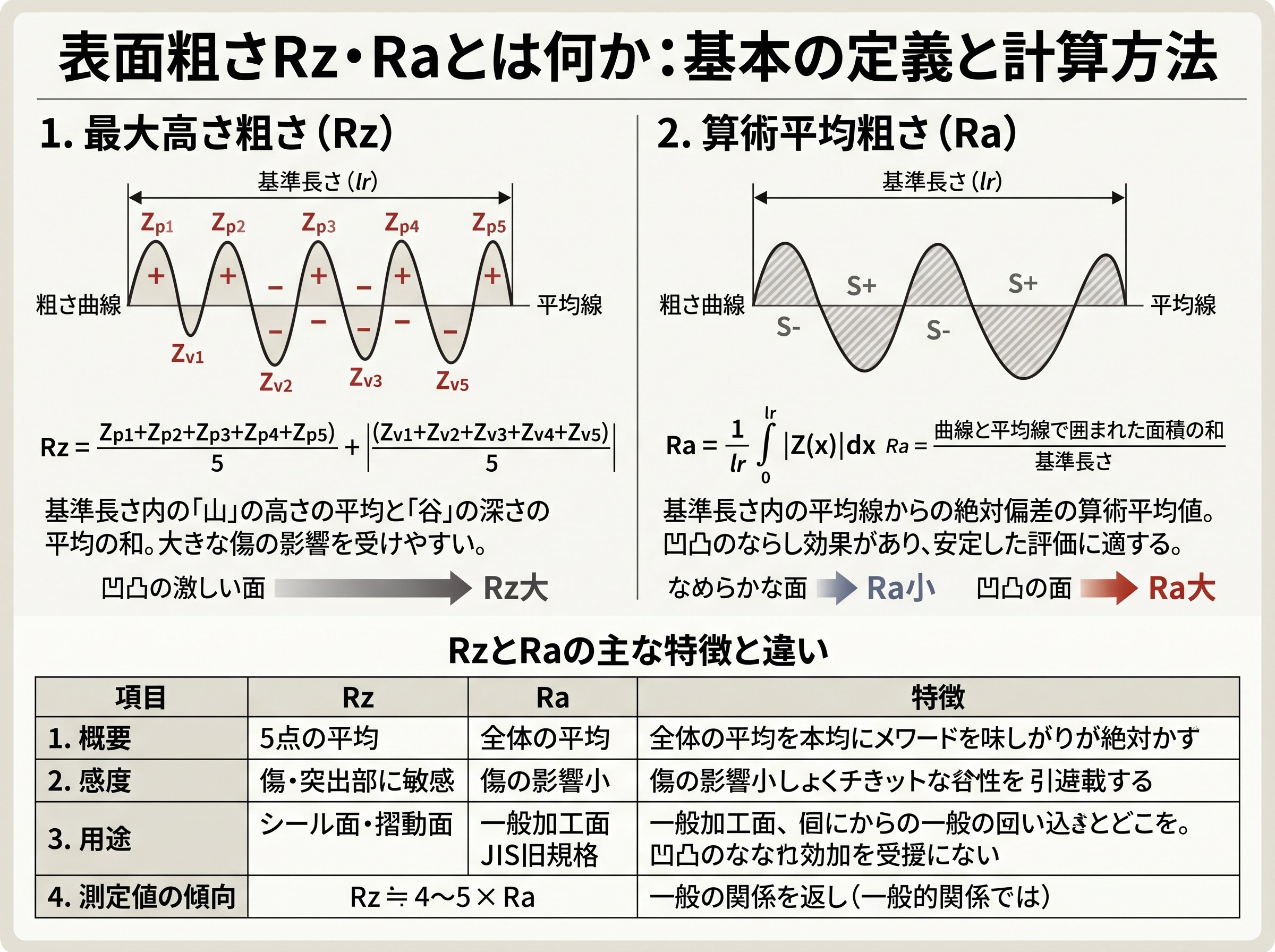 表面粗さRz・Raとは何か：基本の定義と計算方法