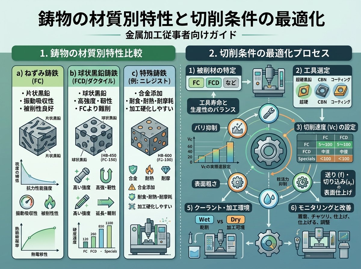 鋳物の材質別特性と切削条件の最適化