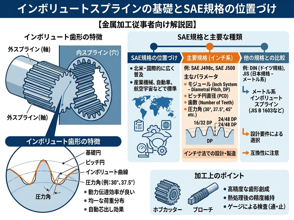 インボリュートスプラインの基礎とSAE規格の位置づけ