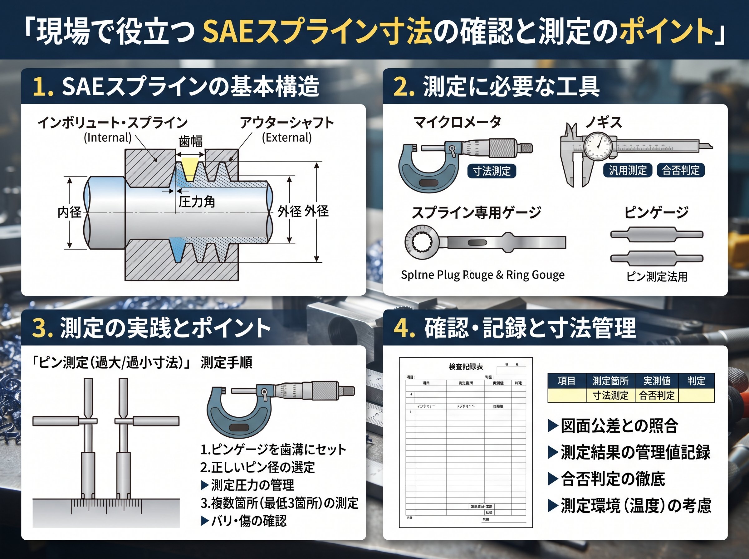 現場で役立つSAEスプライン寸法の確認と測定のポイント