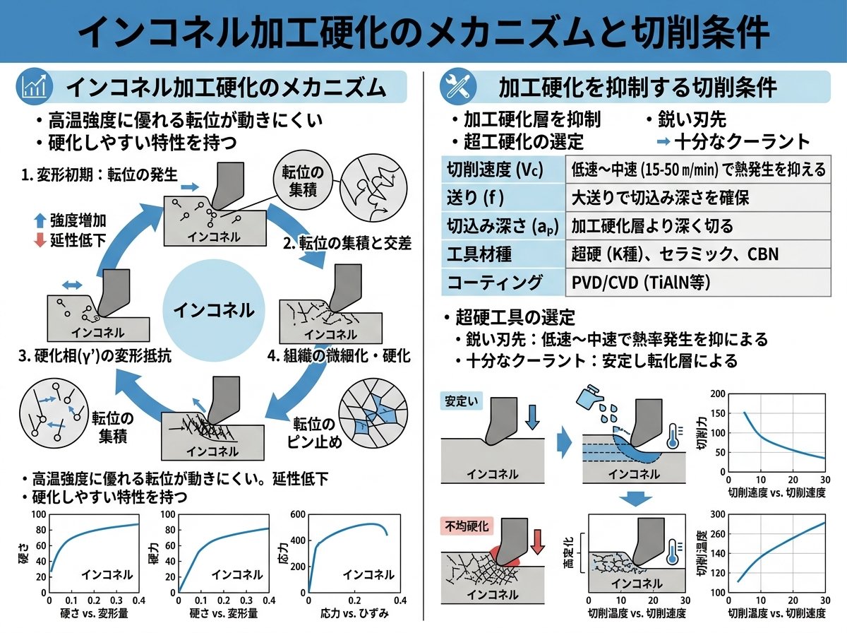 インコネル加工硬化のメカニズムと切削条件
