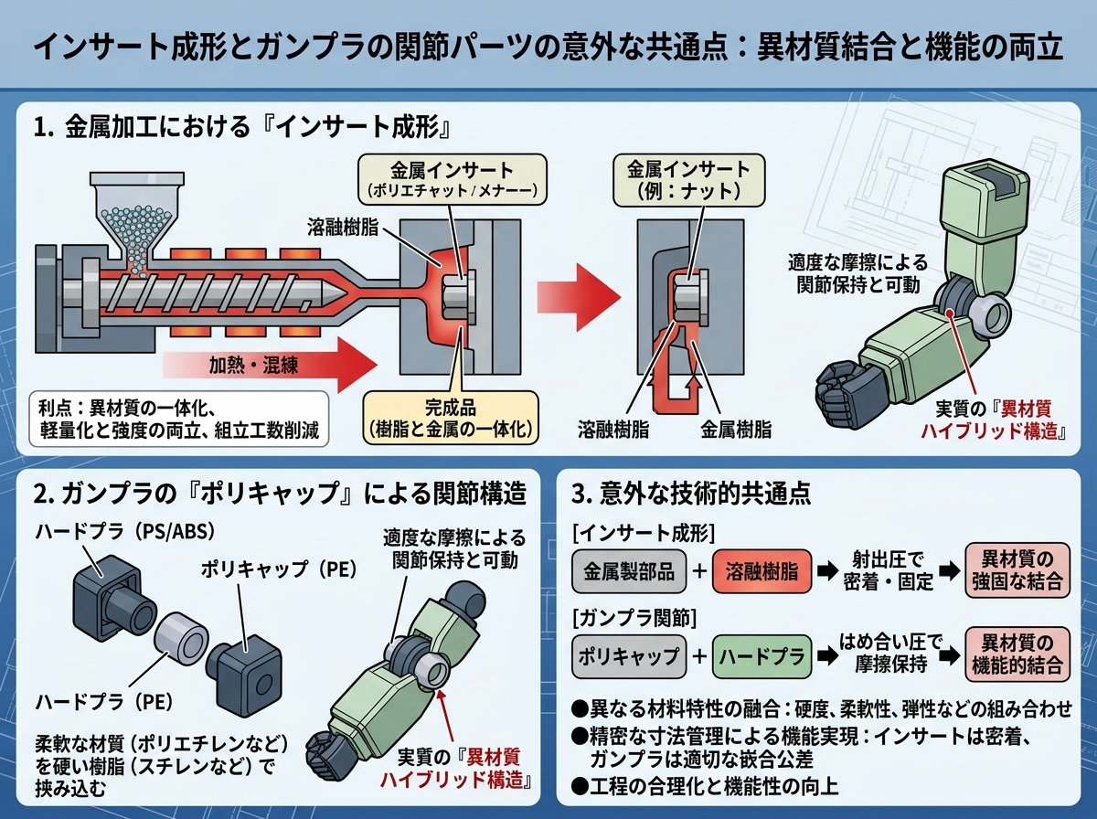 インサート成形とガンプラの関節パーツの意外な共通点