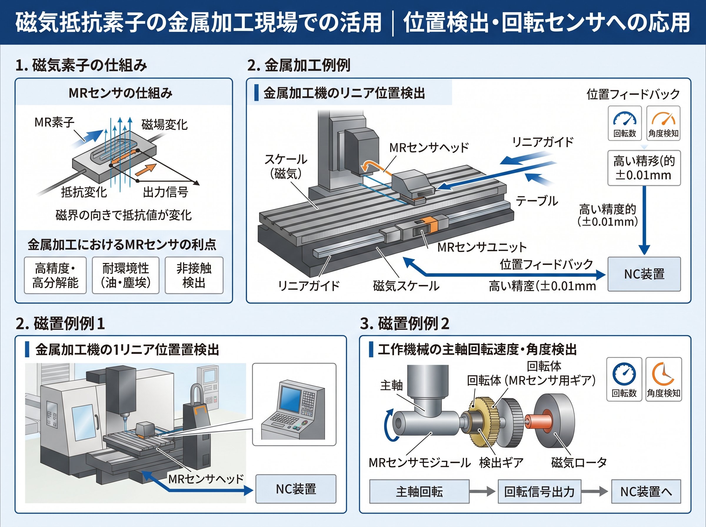 磁気抵抗素子の金属加工現場での活用|位置検出・回転センサへの応用