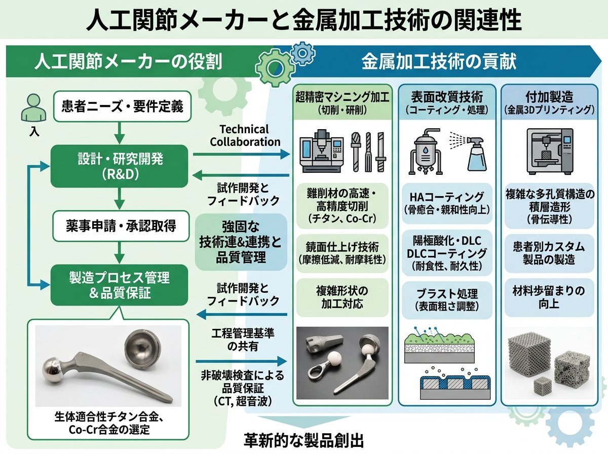 人工関節メーカーと金属加工技術の関連性