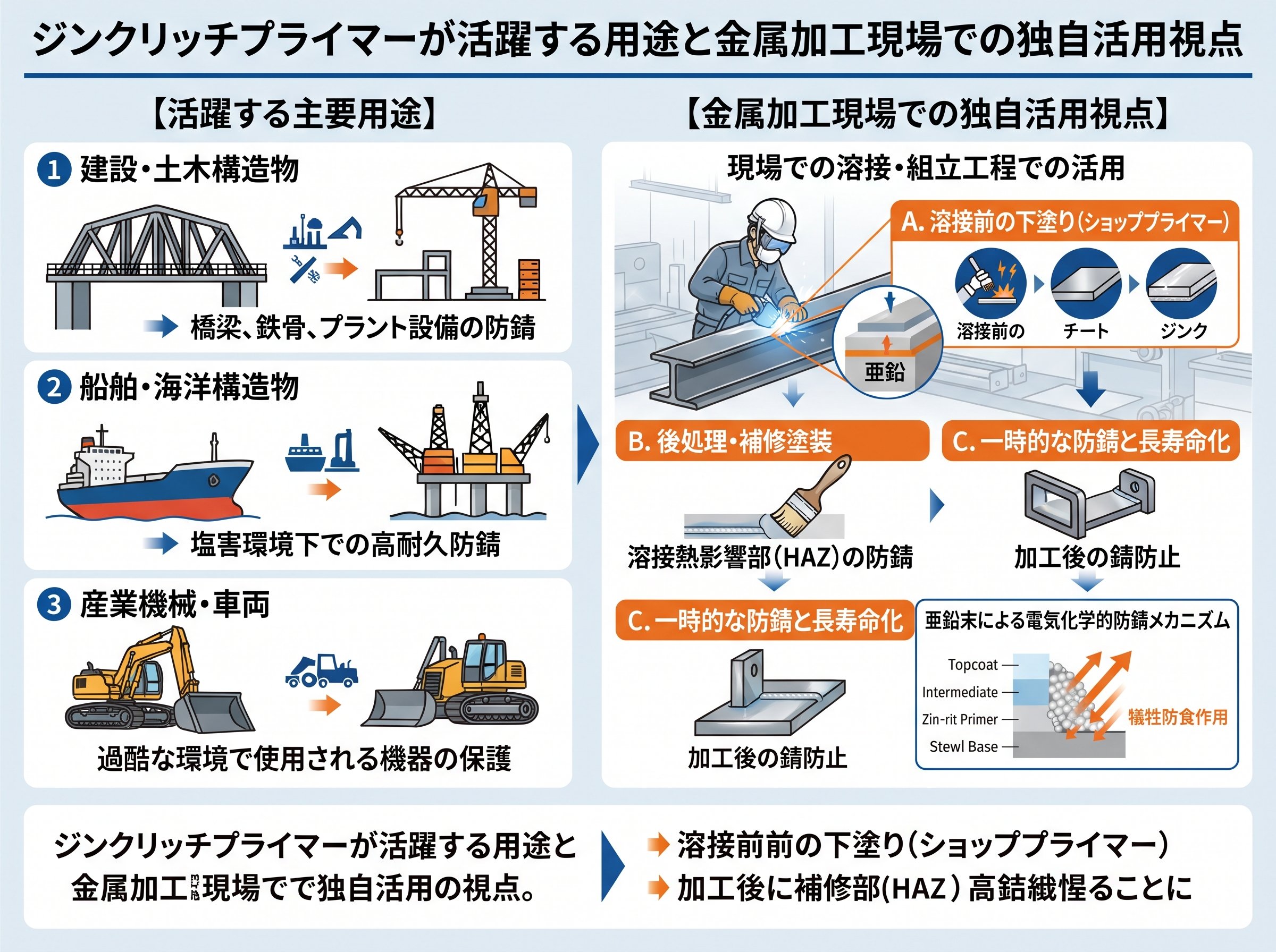 ジンクリッチプライマーが活躍する用途と金属加工現場での独自活用視点
