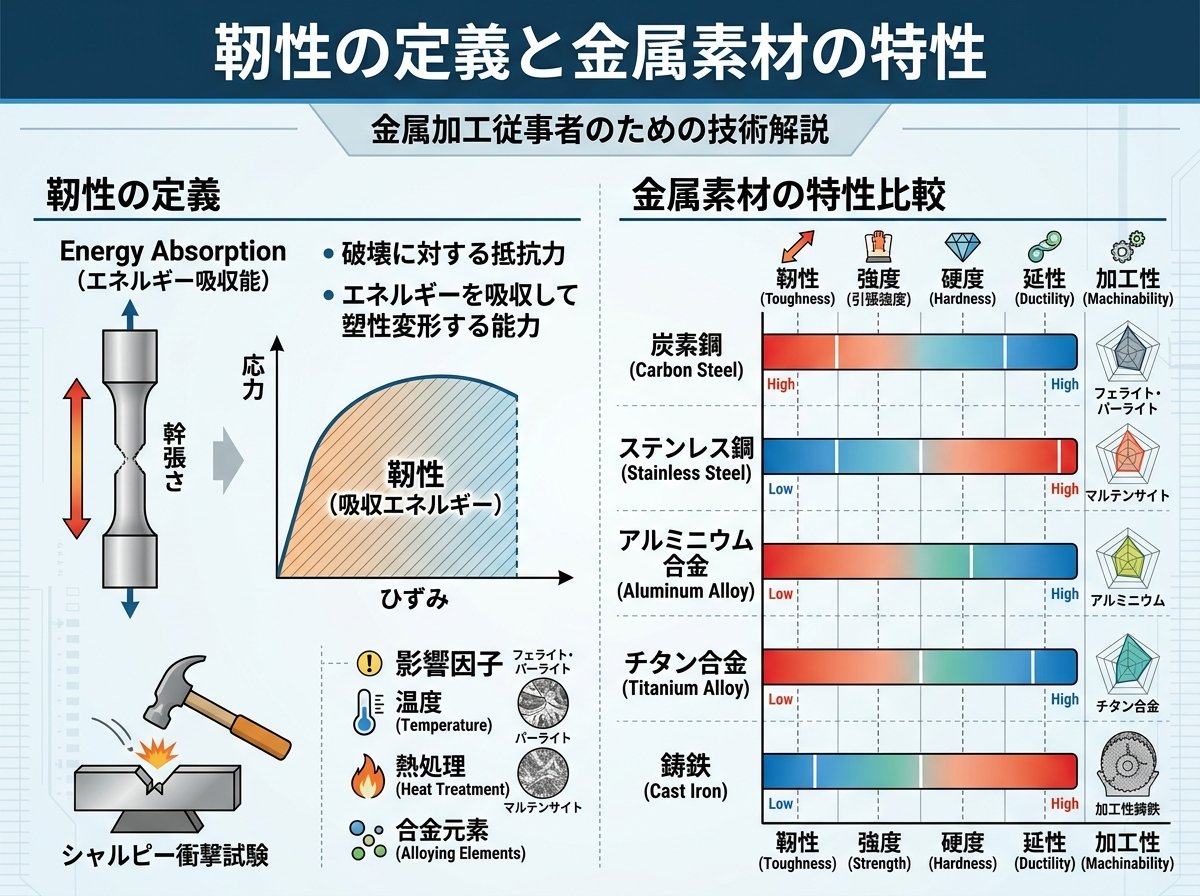 靭性の定義と金属素材の特性