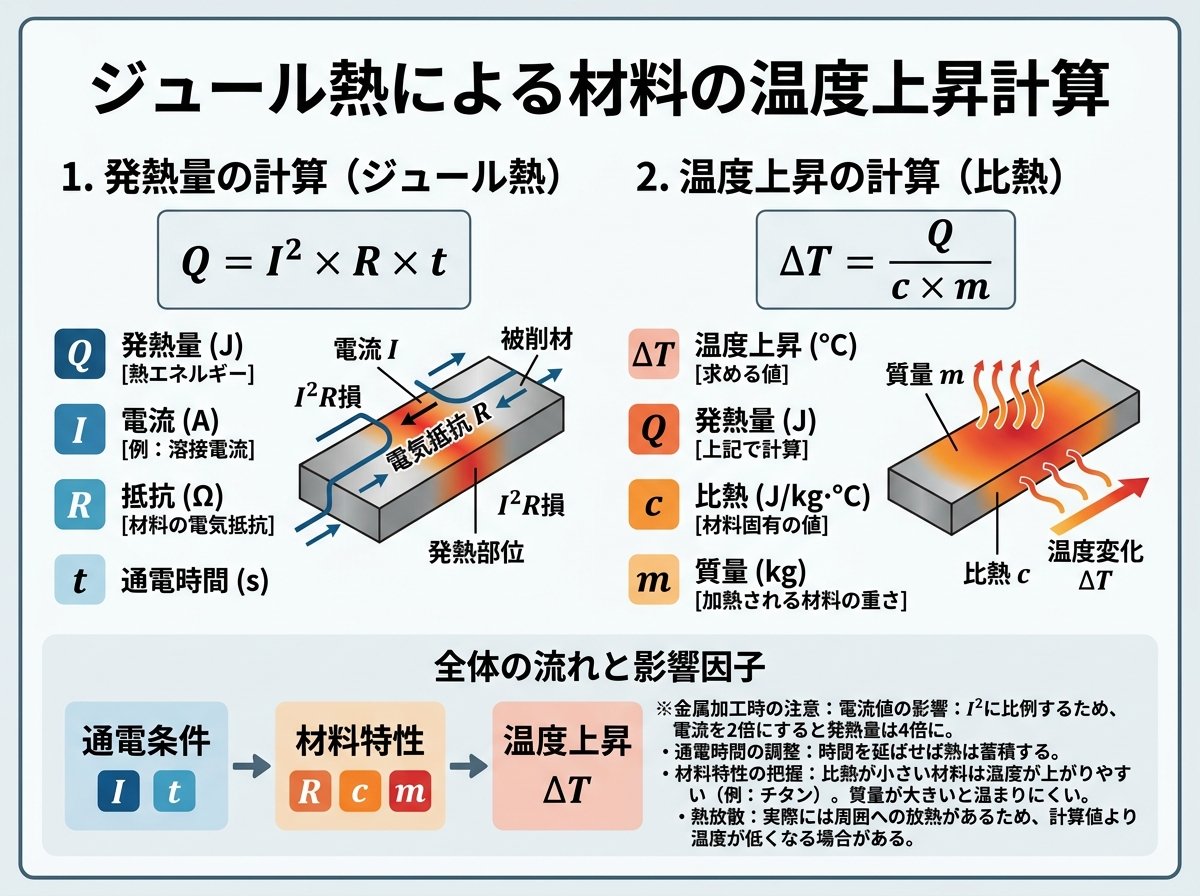 ジュール熱による材料の温度上昇計算
