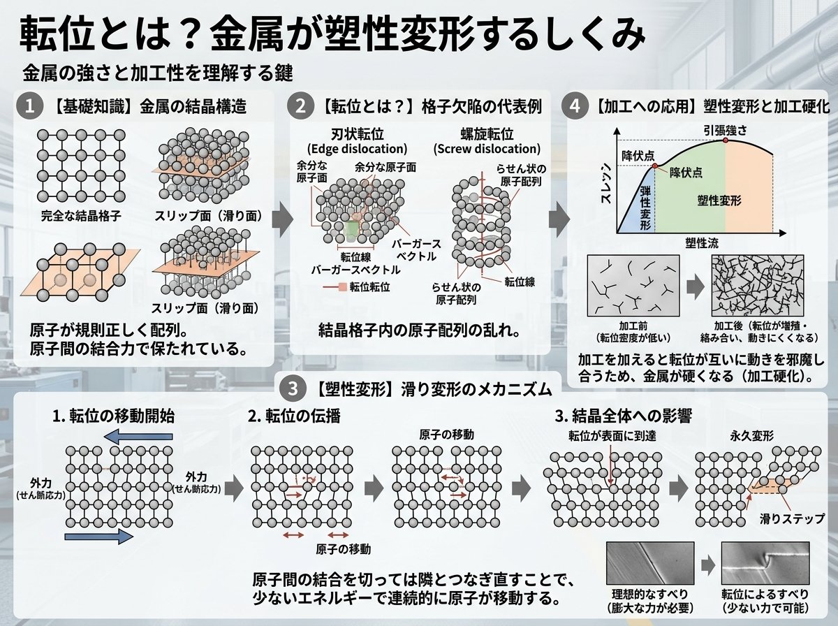 転位とは？金属が塑性変形するしくみ