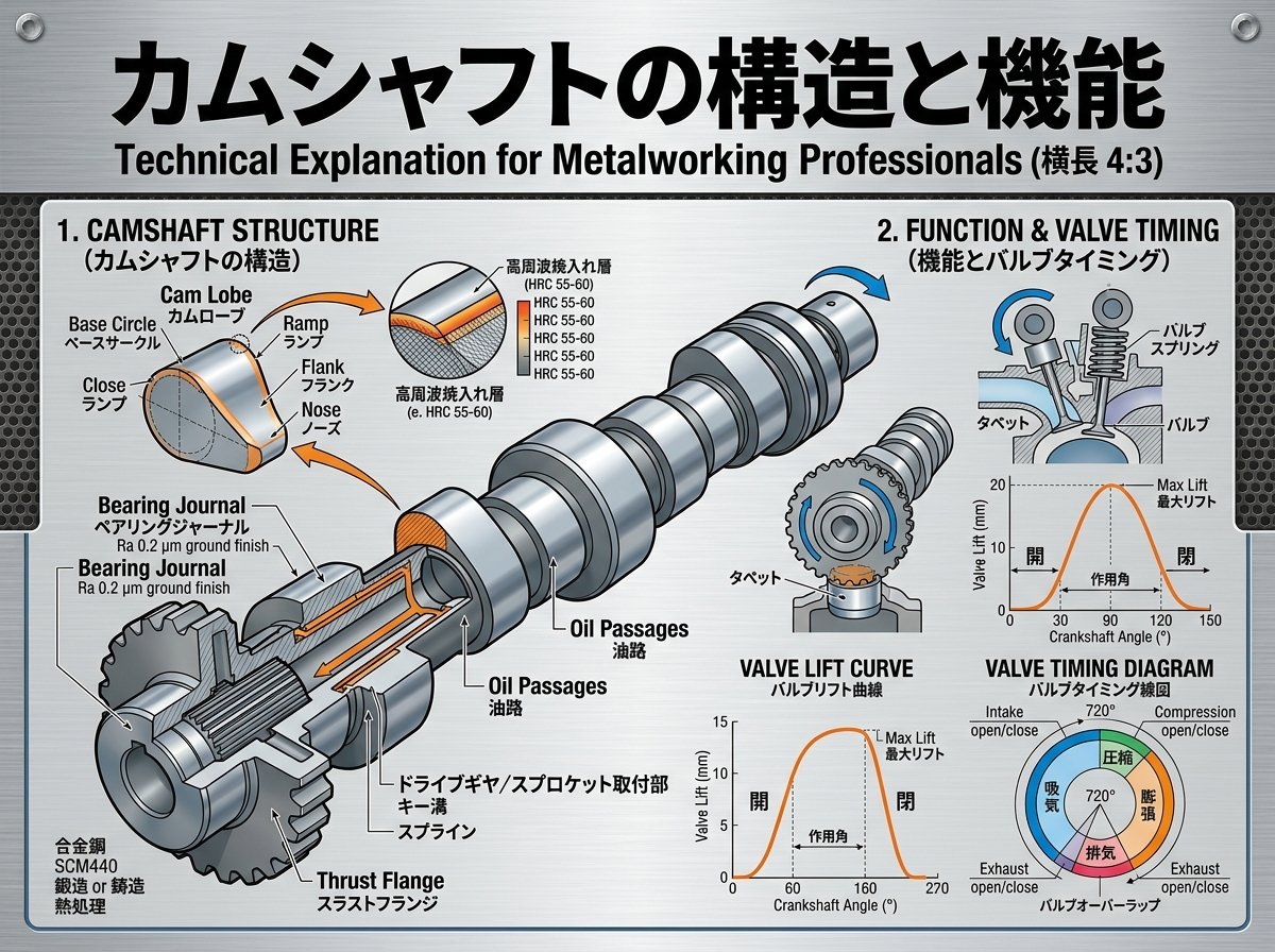 カムシャフトの構造と機能