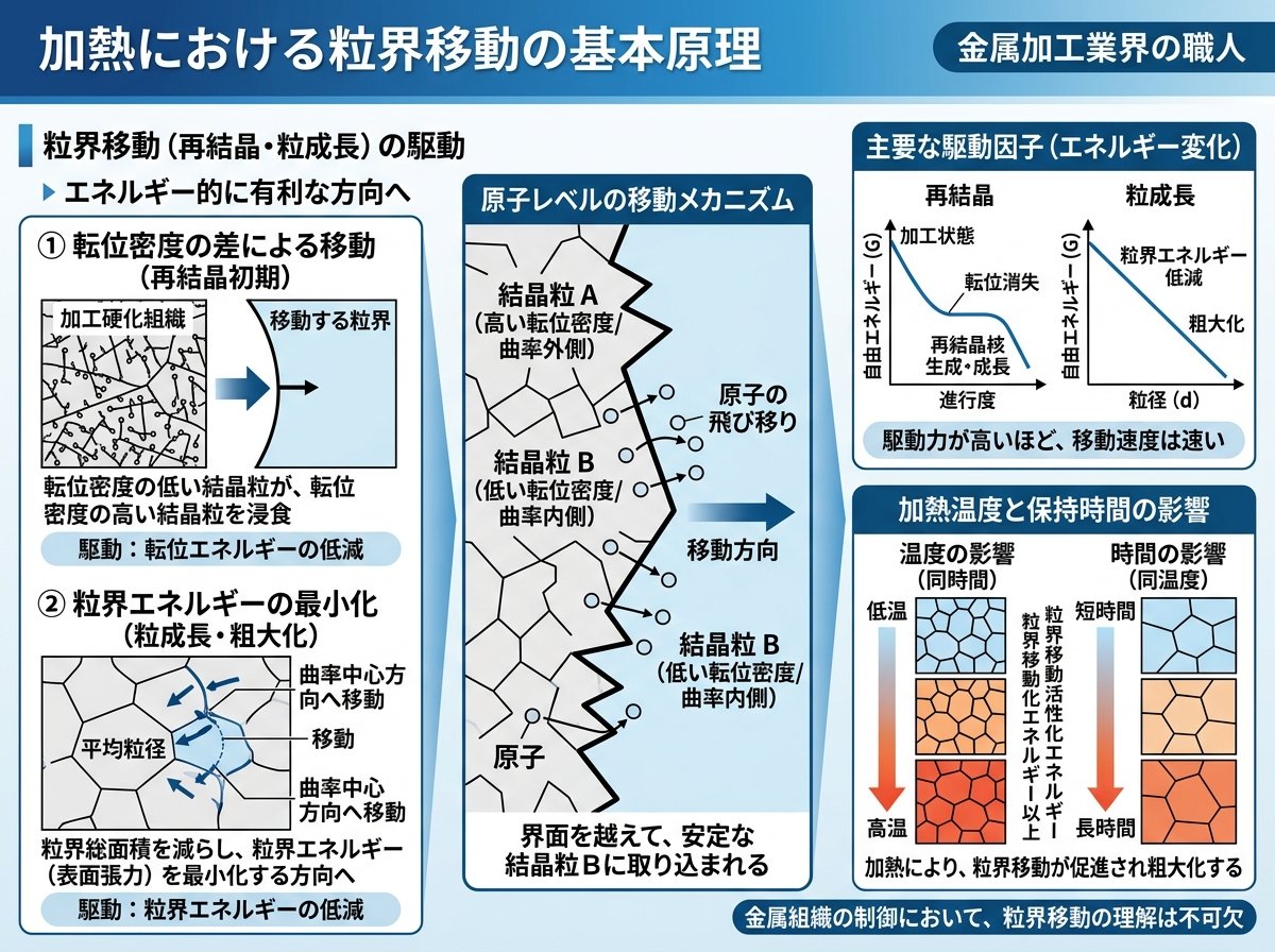 加熱における粒界移動の基本原理