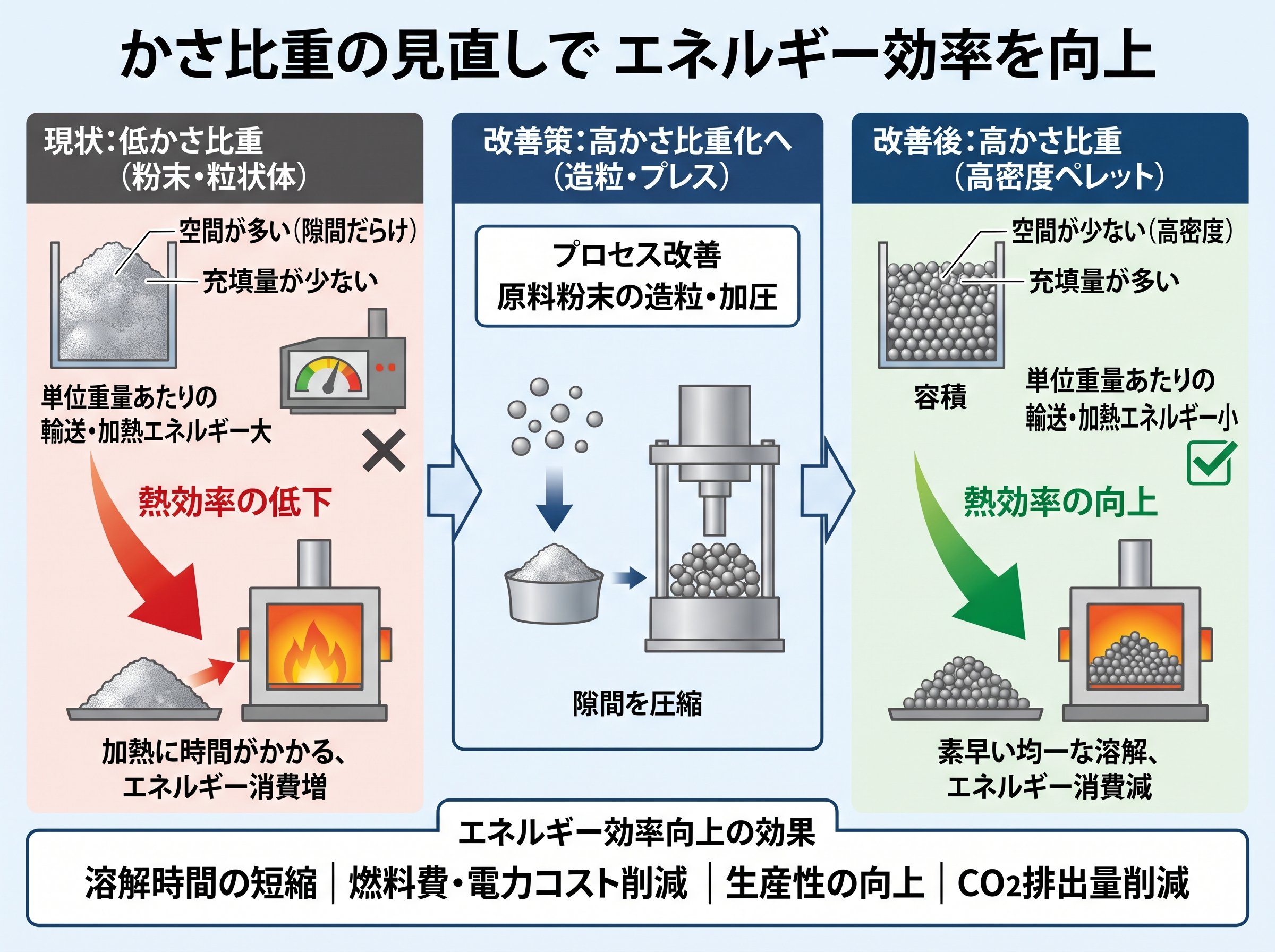 かさ比重の見直しで エネルギー効率を向上