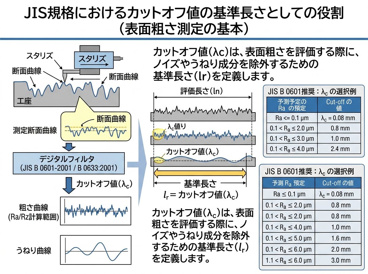 カットオフ値がJIS規格で定められる基準長さとしての役割