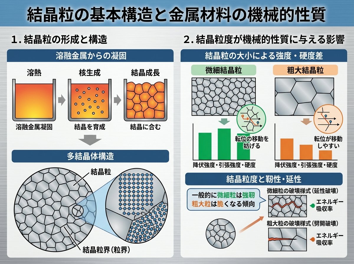 結晶粒の基本構造と金属材料の機械的性質