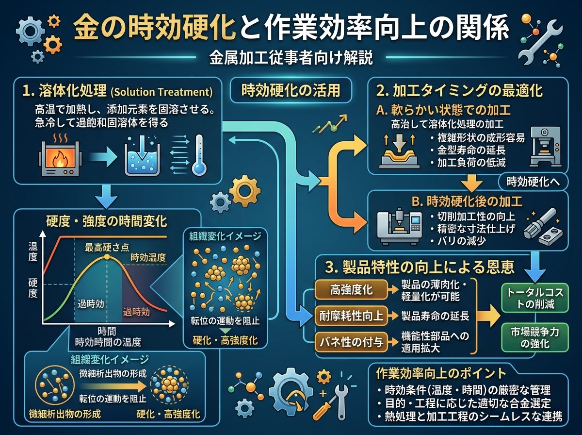 金の時効硬化と作業効率向上の関係