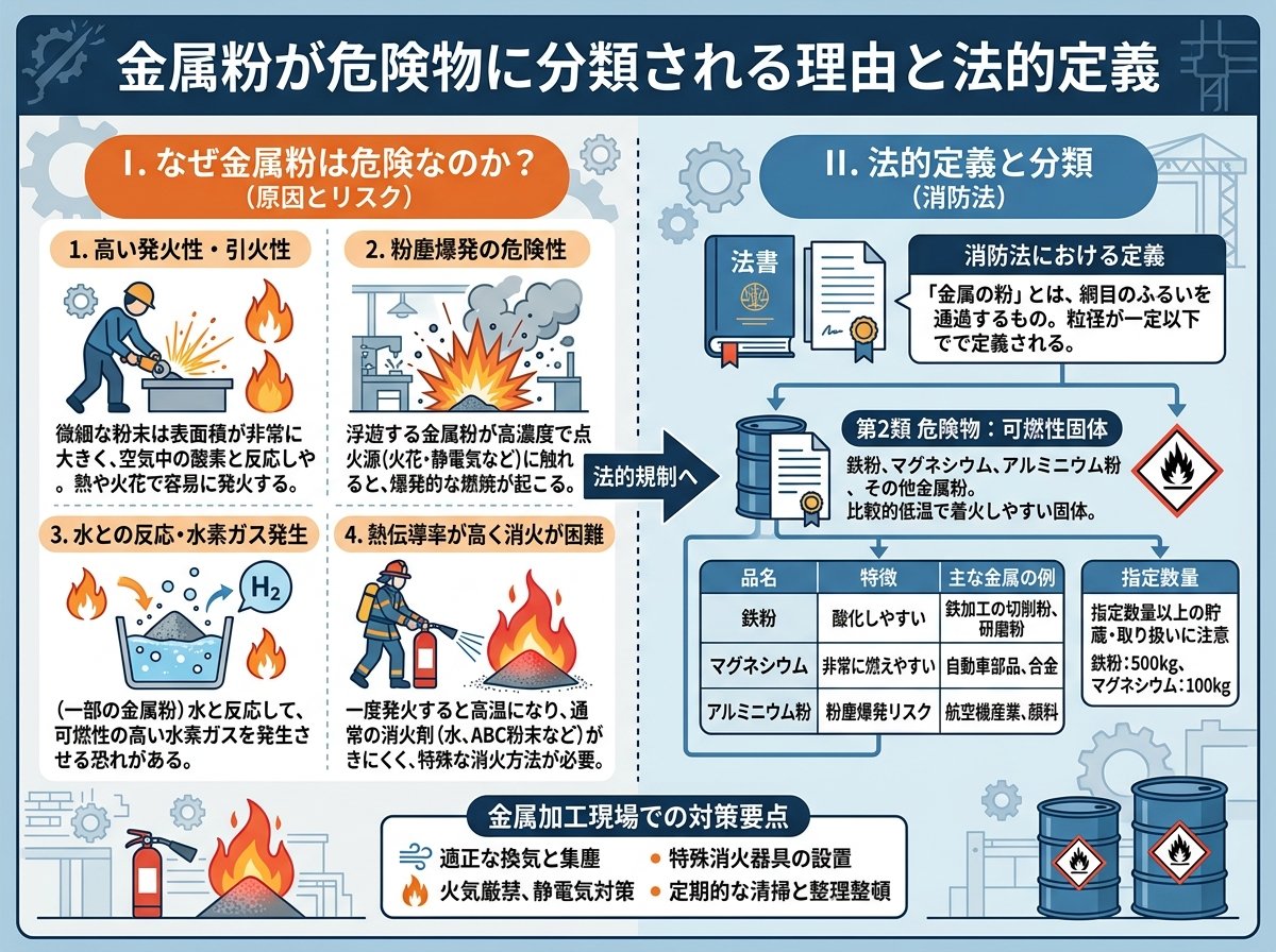 金属粉が危険物に分類される理由と法的定義