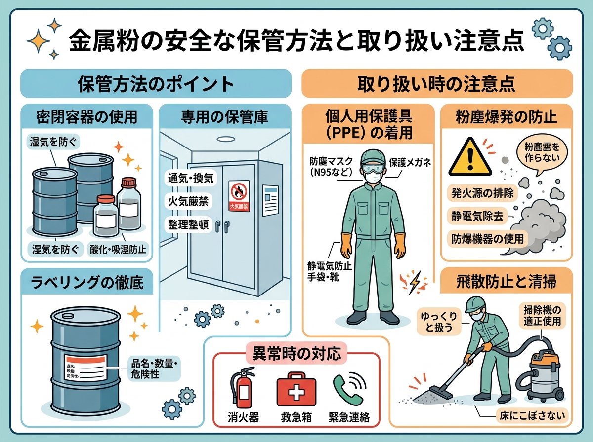 金属粉の安全な保管方法と取り扱い注意点