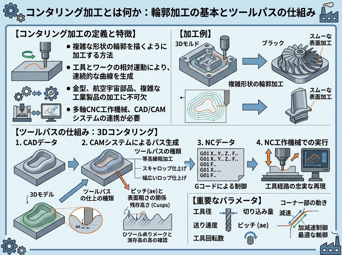 コンタリング加工とは何か：輪郭加工の基本とツールパスの仕組み