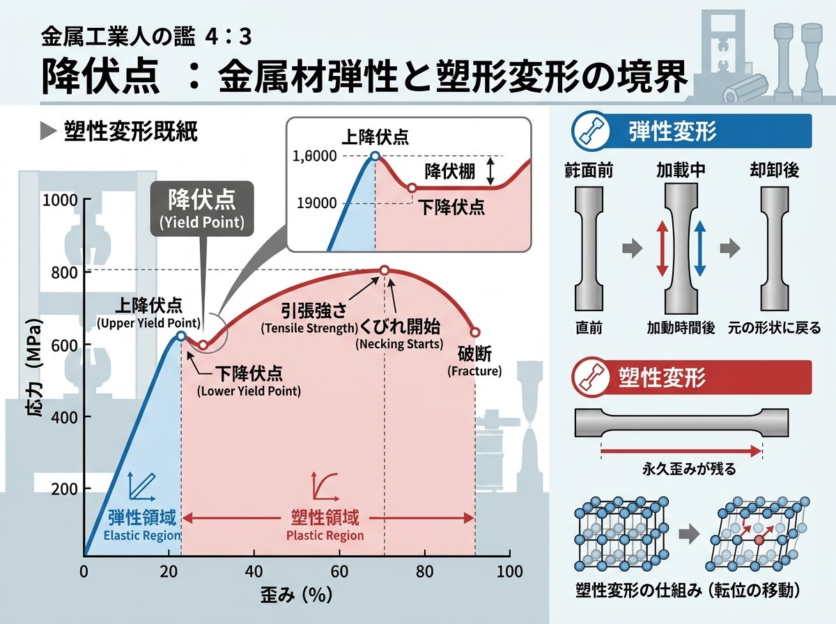 降伏点とは？金属材料の弾性変形と塑性変形の境界