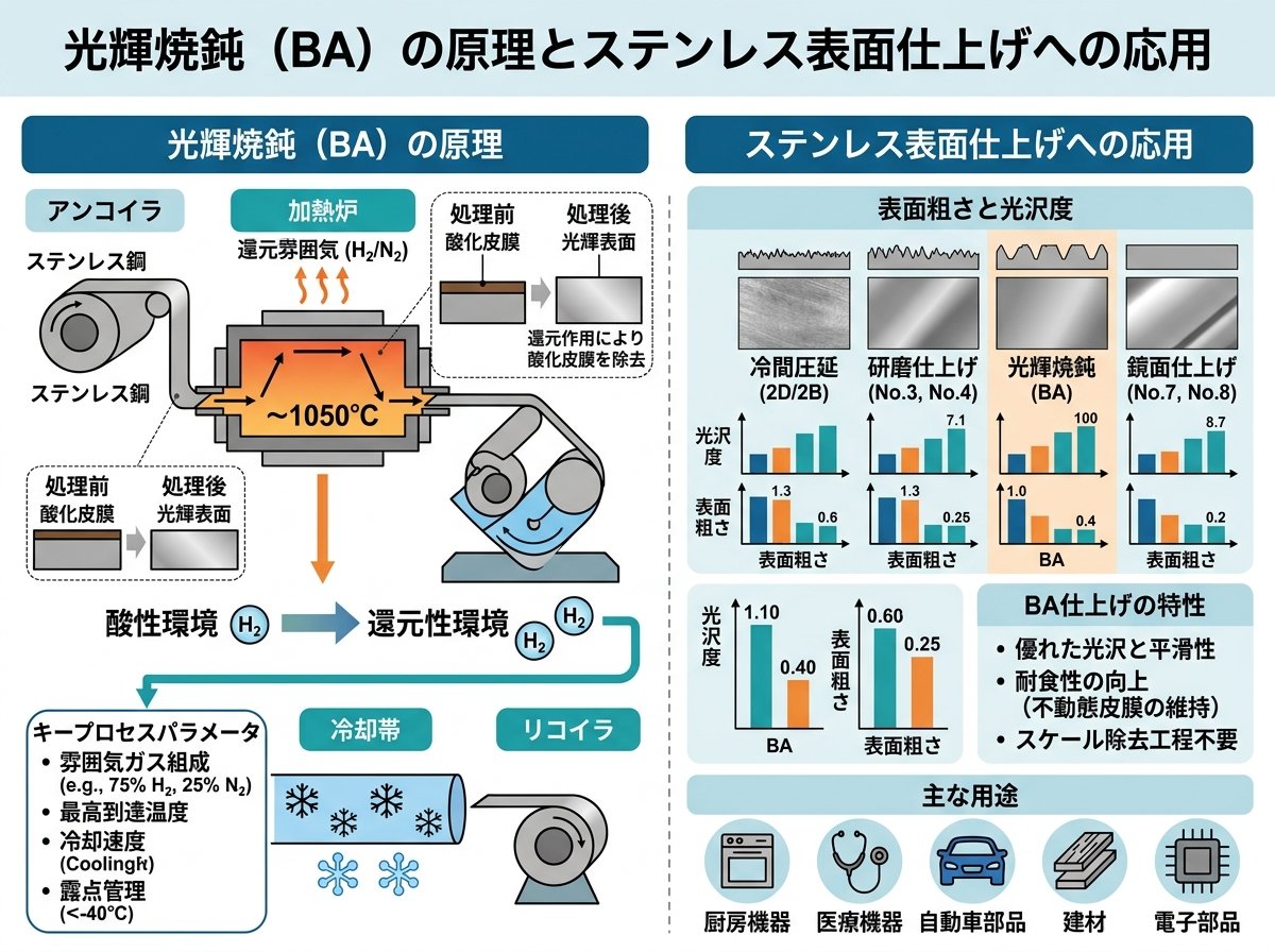 光輝焼鈍(BA)の原理とステンレス表面仕上げへの応用