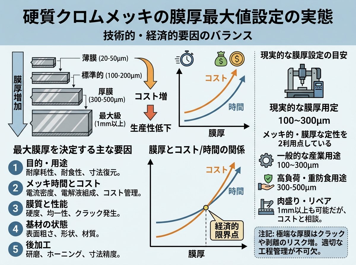 硬質クロムメッキの膜厚最大値設定の実態