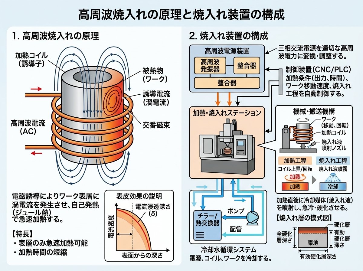 高周波焼入れの原理と焼入れ装置の構成