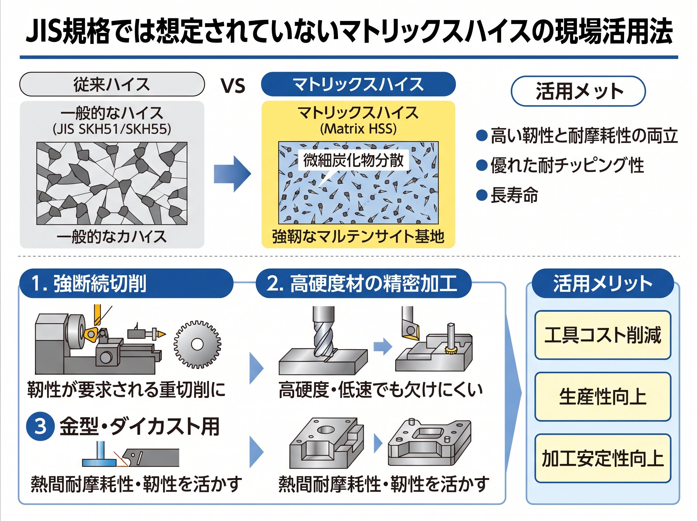 高速度工具鋼JIS規格では想定されていないマトリックスハイスの現場活用法