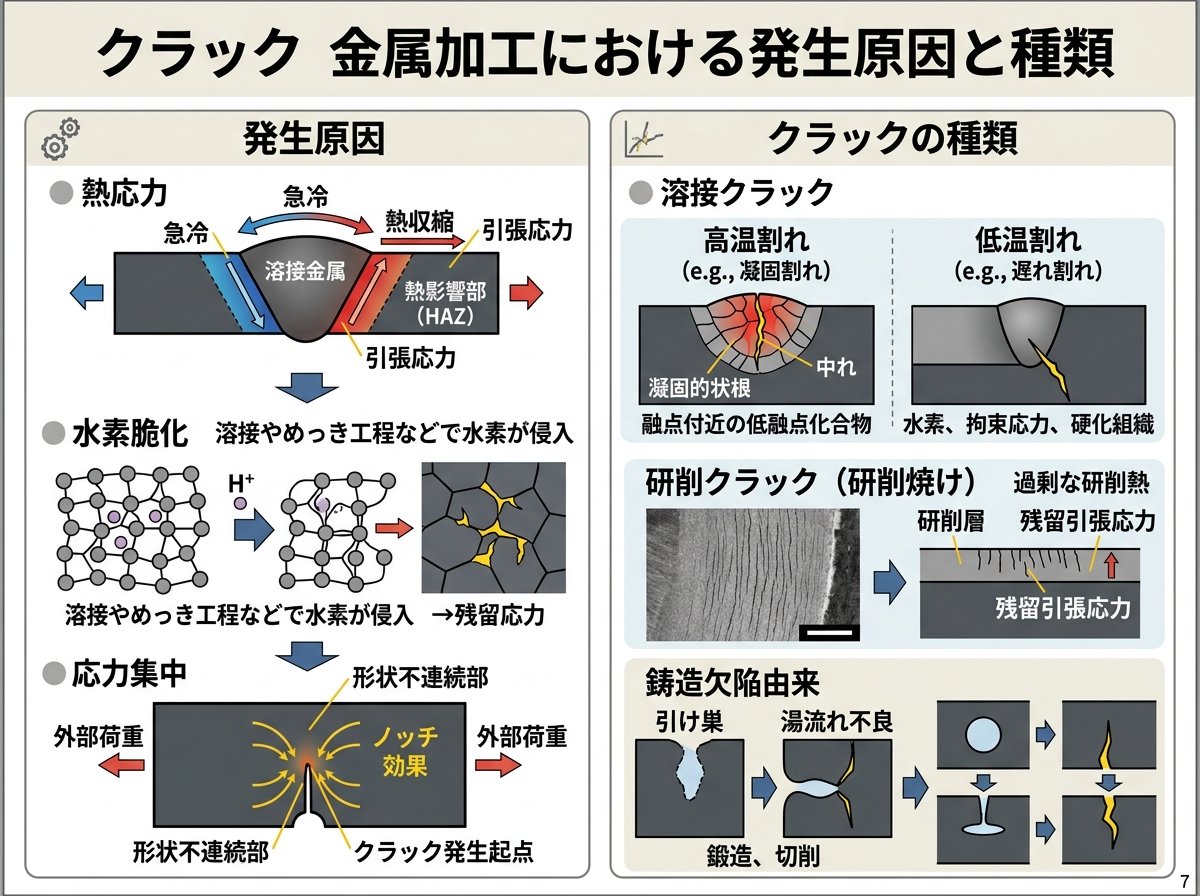 クラック 金属加工における発生原因と種類