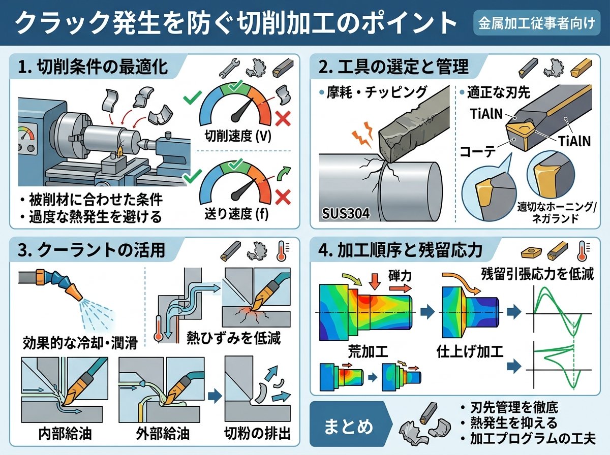 クラック発生を防ぐ切削加工のポイント