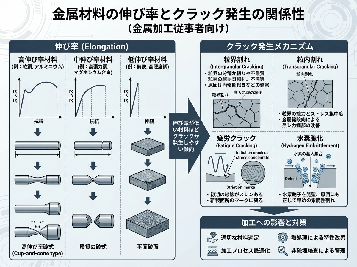金属材料の伸び率とクラック発生の関係性