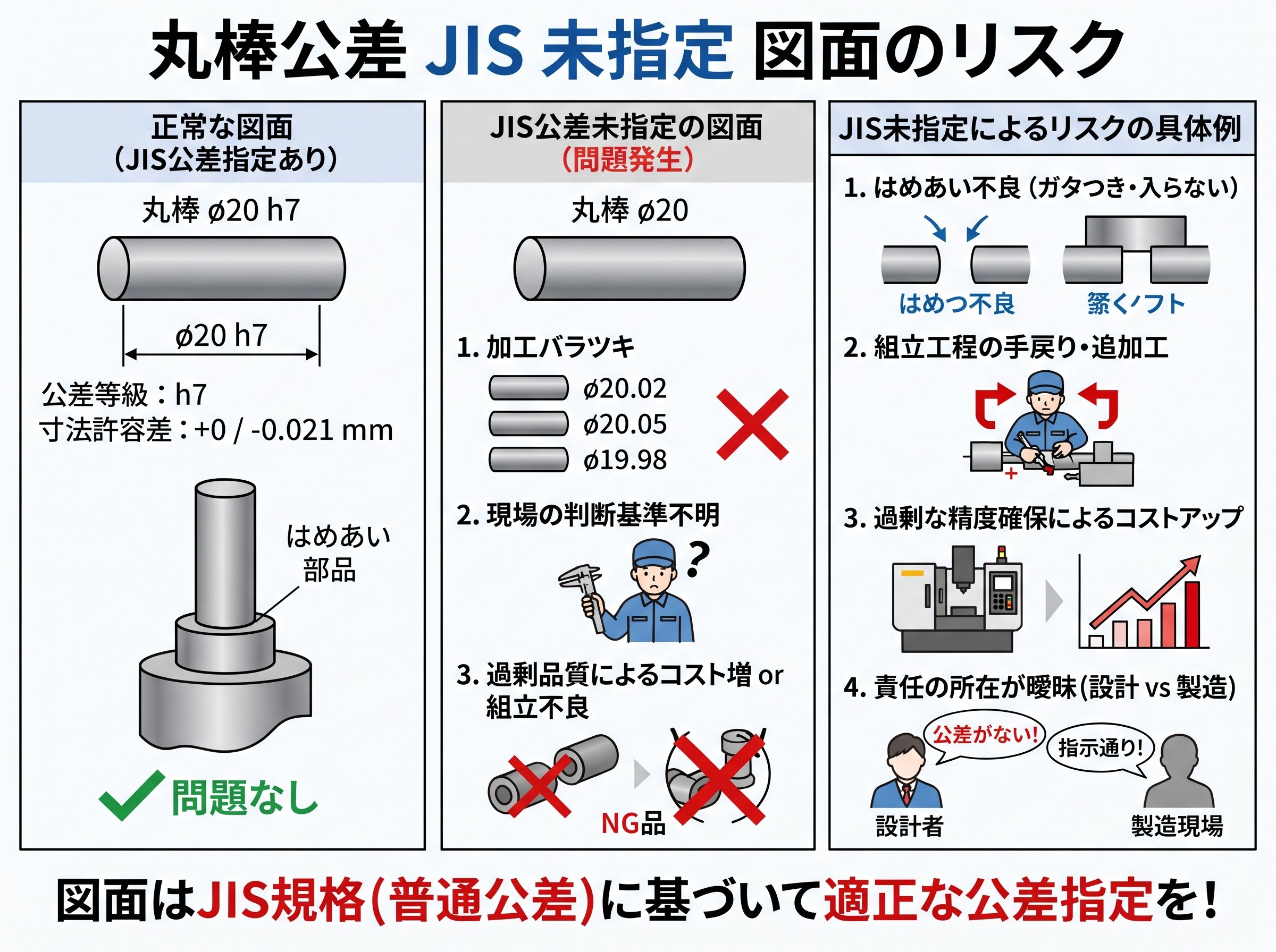 丸棒公差 jis 未指定 図面 のリスク