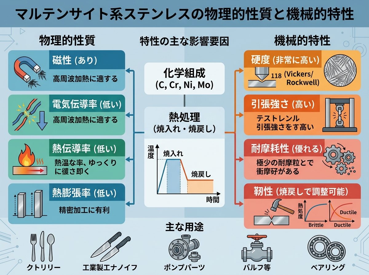 マルテンサイト系ステンレスの物理的性質と機械的特性