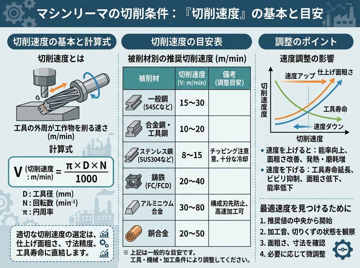 マシンリーマの切削条件における「切削速度」の基本と目安