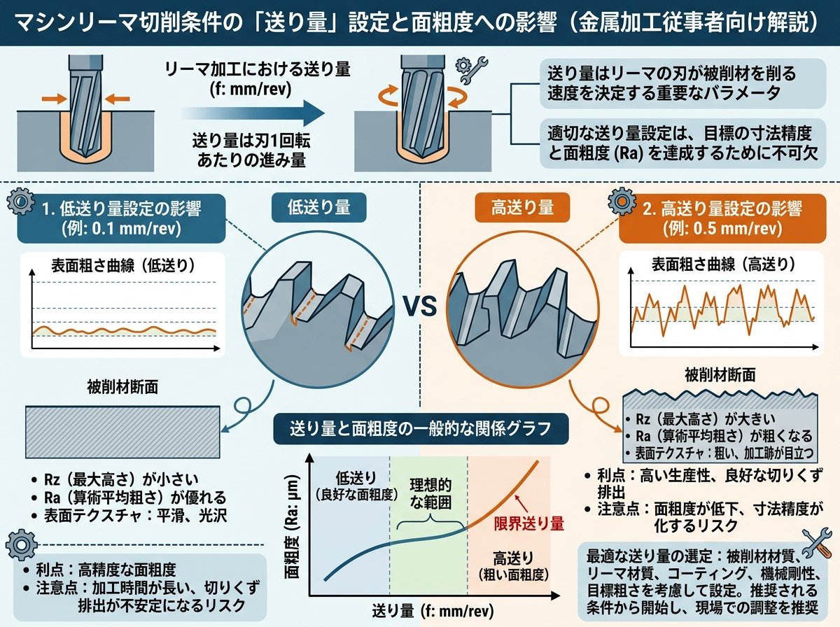 マシンリーマ切削条件の「送り量」設定と面粗度への影響