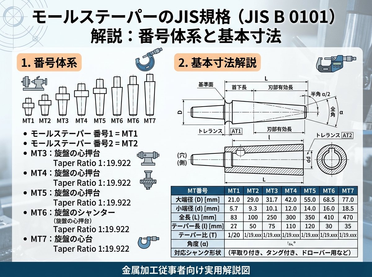 モールステーパーのJIS規格とは何か：番号体系と基本寸法を解説