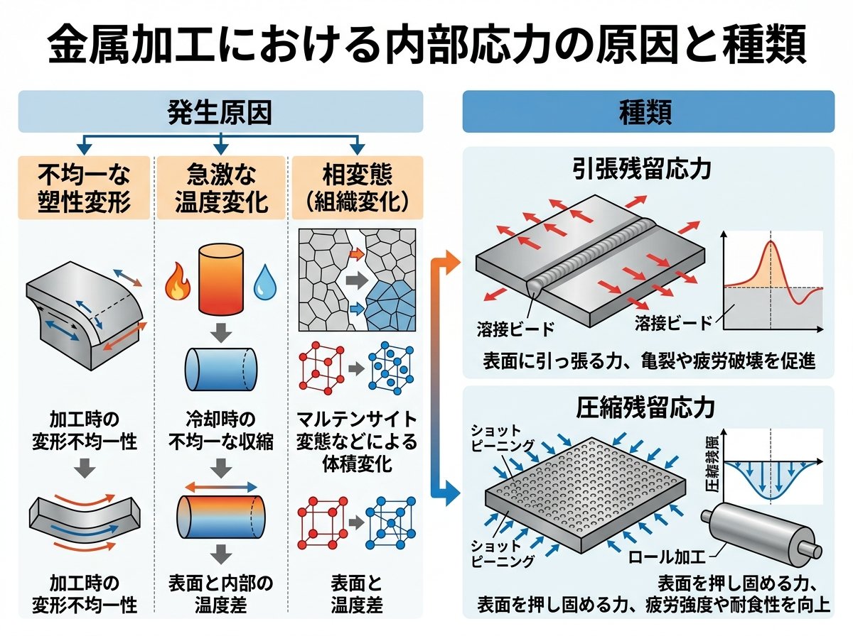 内部応力が発生する原因と種類