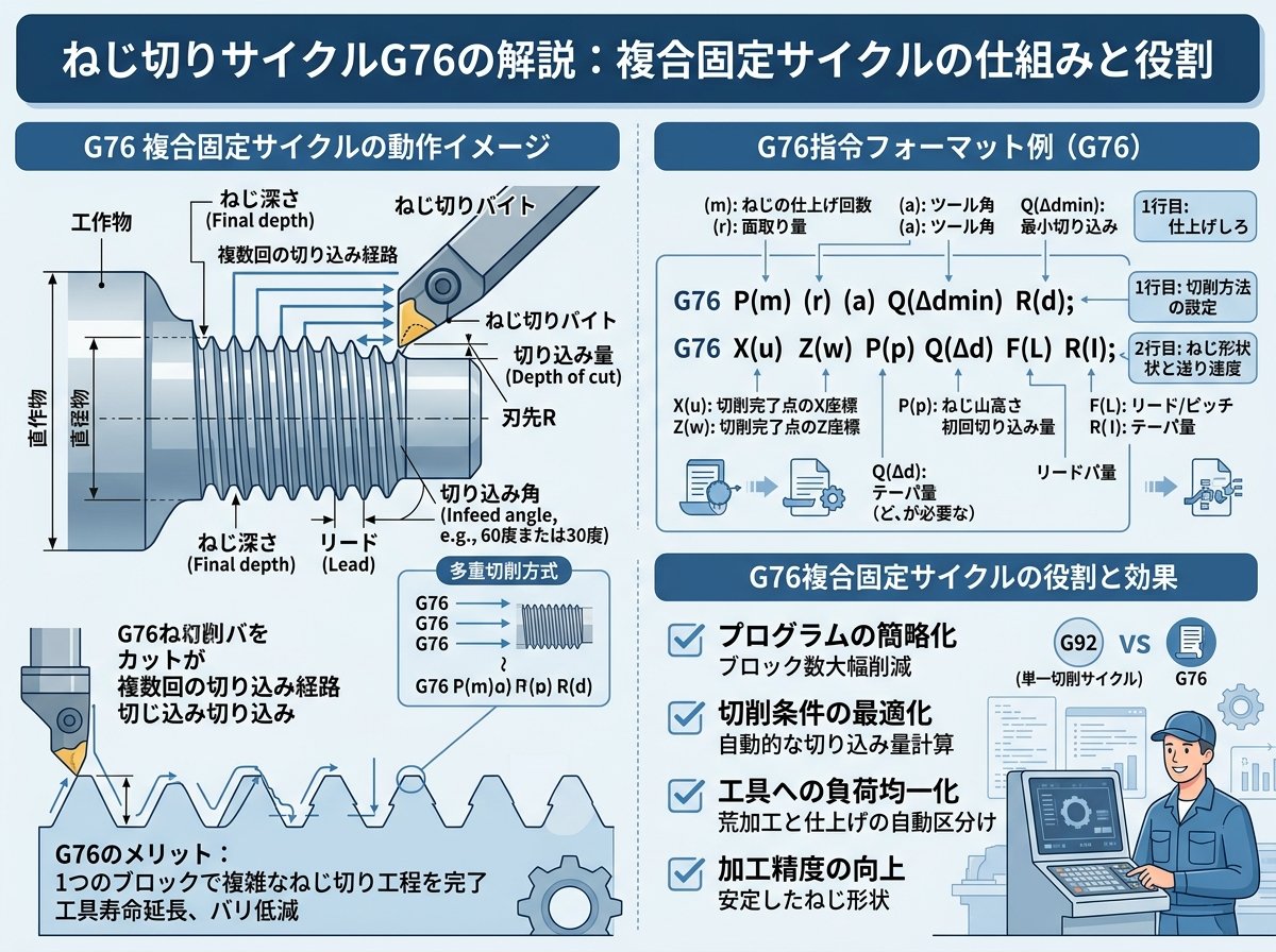 ねじ切りサイクルG76とは何か:複合固定サイクルの仕組みと役割