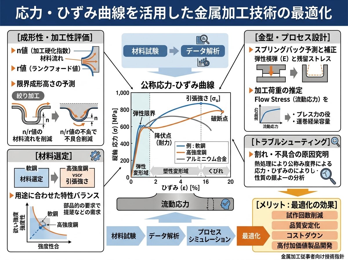 応力・ひずみ曲線を活用した金属加工技術の最適化