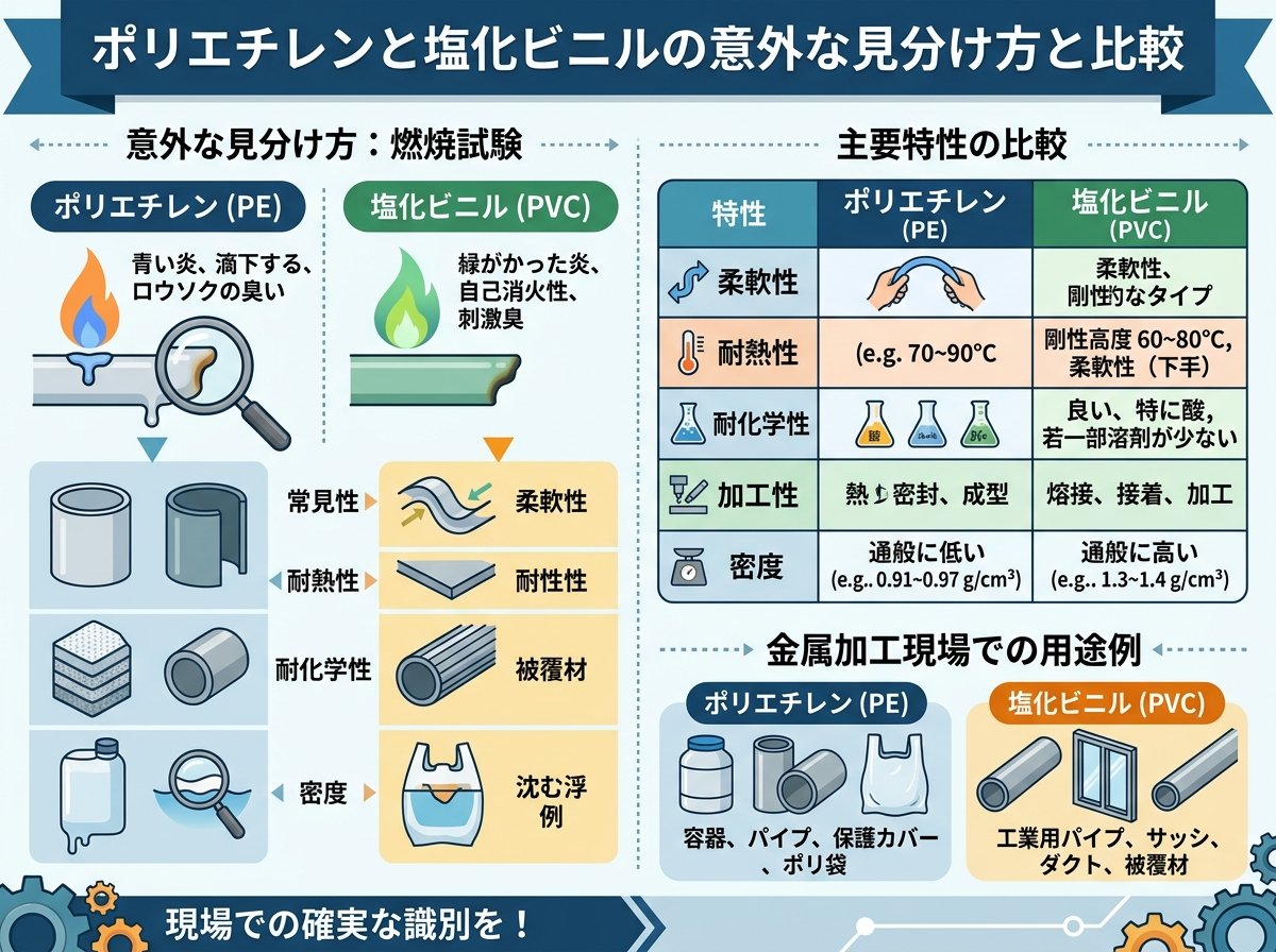 ポリエチレンと塩化ビニルの意外な見分け方と比較