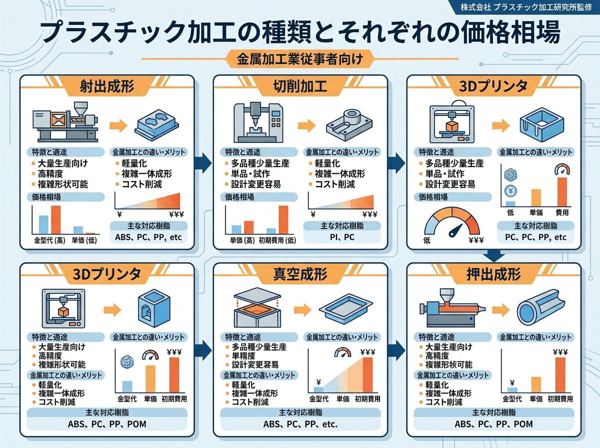 プラスチック加工の種類とそれぞれの価格相場