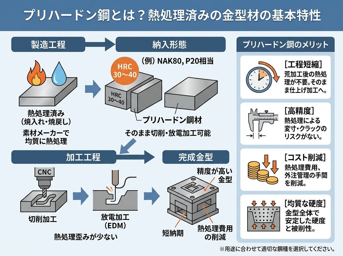 プリハードン鋼とは？熱処理済みの金型材の基本特性