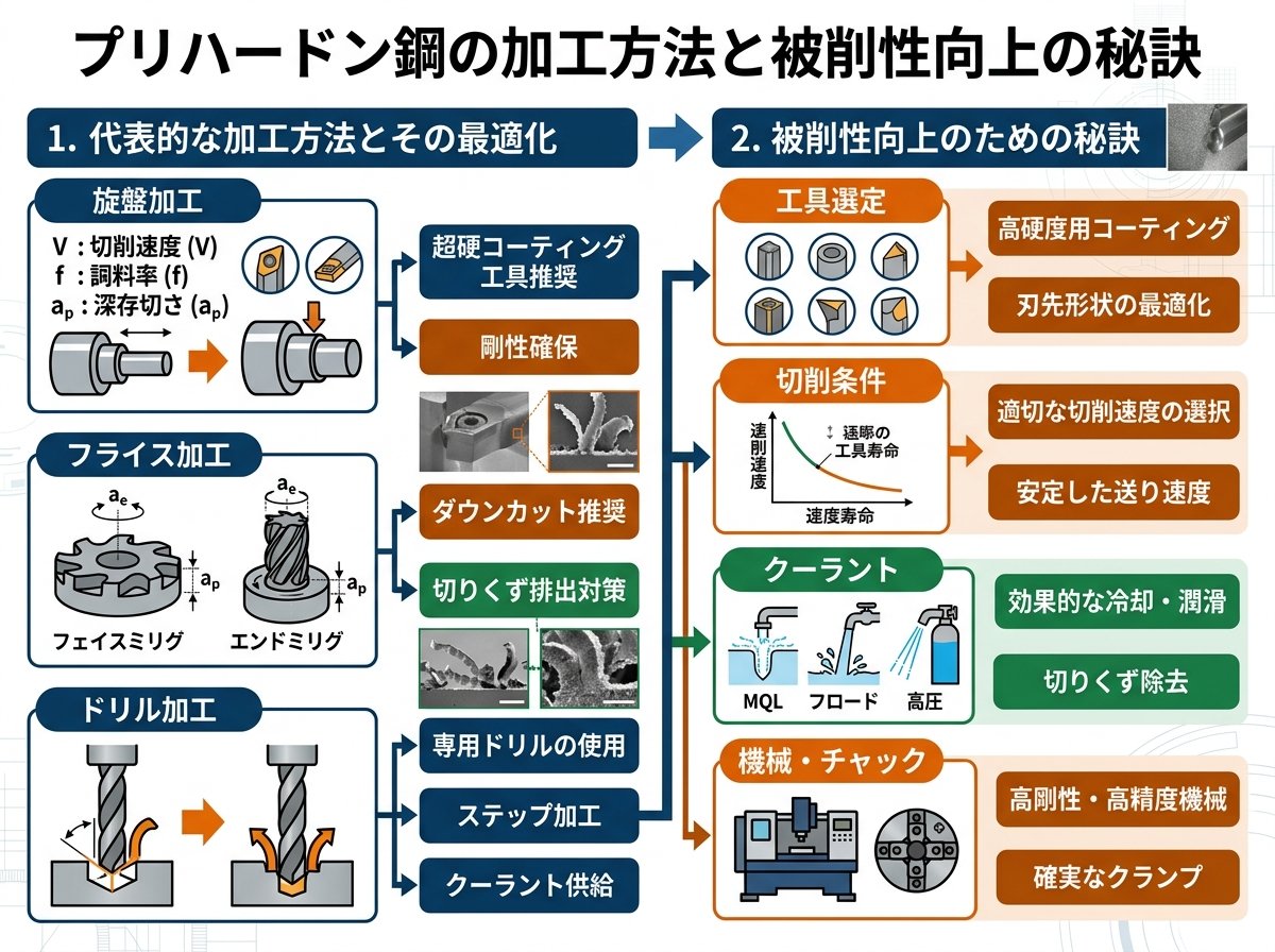 プリハードン鋼の加工方法と被削性向上の秘訣