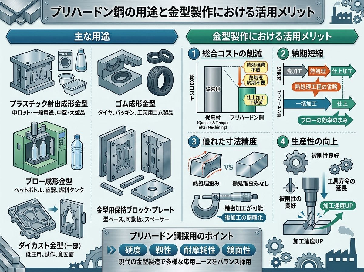 プリハードン鋼の用途と金型製作における活用メリット