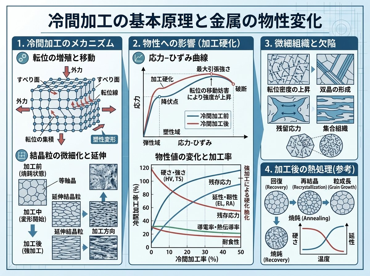 冷間加工の基本原理と金属の物性変化